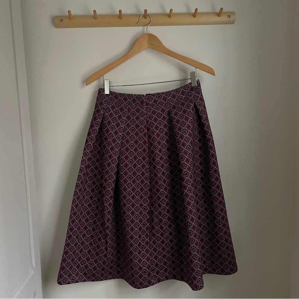 Abercrombie & Fitch Burgundy Patterned A-Line Skirt